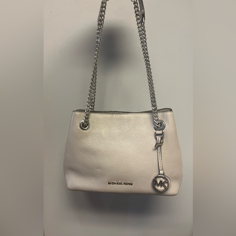 Michael Kors Gray Leather Chain Shoulder Bag